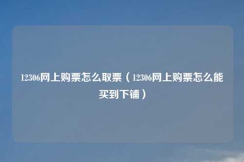12306网上购票怎么取票（12306网上购票怎么能买到下铺）