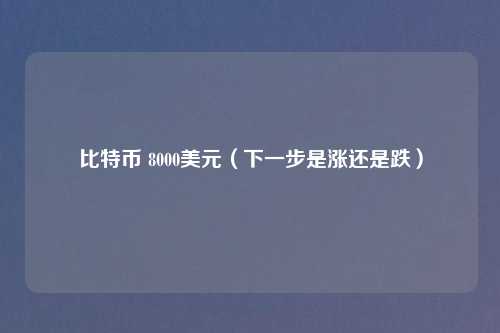 比特币 8000美元（下一步是涨还是跌）