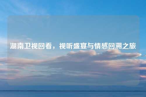 湖南卫视回看，视听盛宴与情感回溯之旅