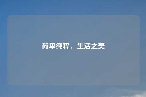 简单纯粹，生活之美