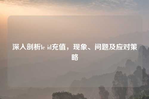 深入剖析le id充值，现象、问题及应对策略