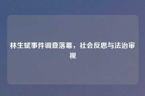 林生斌事件调查落幕，社会反思与法治审视