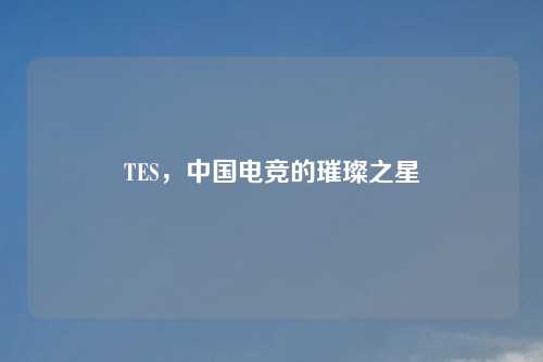 TES，中国电竞的璀璨之星