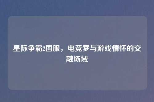 星际争霸2国服，电竞梦与游戏情怀的交融场域