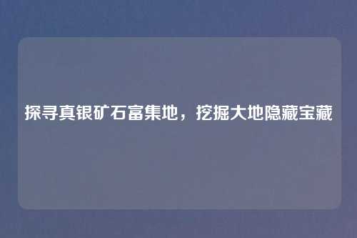 探寻真银矿石富集地，挖掘大地隐藏宝藏