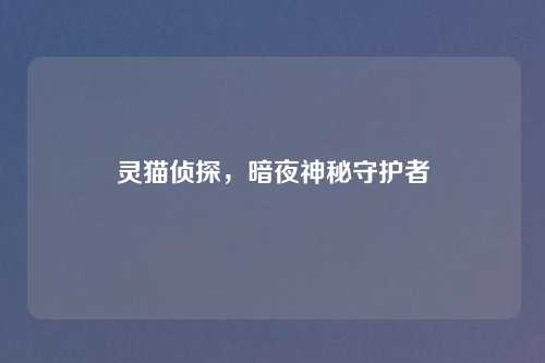 灵猫侦探，暗夜神秘守护者