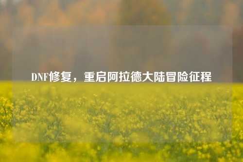 DNF修复，重启阿拉德大陆冒险征程