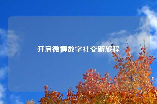 开启微博数字社交新旅程