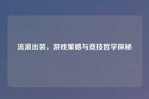 流浪出装，游戏策略与竞技哲学探秘