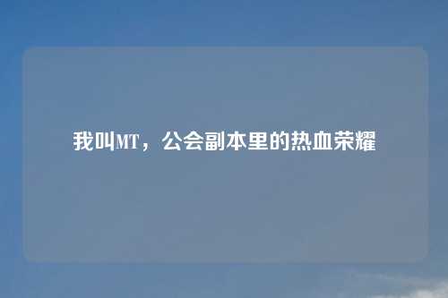 我叫MT,公会副本里的热血荣耀