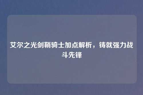 艾尔之光剑鞘骑士加点解析，铸就强力战斗先锋