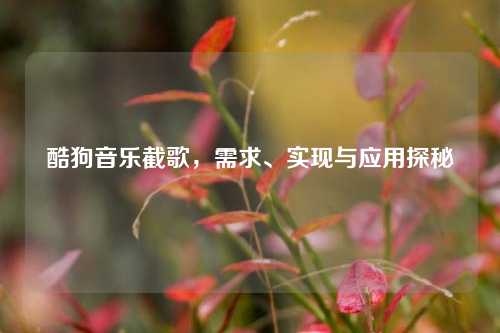 酷狗音乐截歌，需求、实现与应用探秘