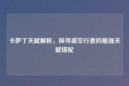 卡萨丁天赋解析，探寻虚空行者的最强天赋搭配