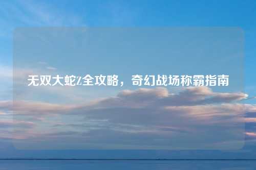 无双大蛇Z全攻略，奇幻战场称霸指南