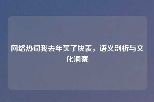 网络热词我去年买了块表，语义剖析与文化洞察