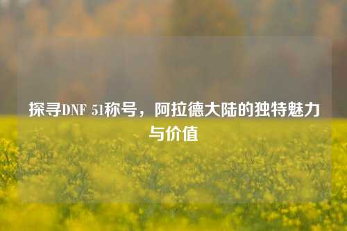 探寻DNF 51称号，阿拉德大陆的独特魅力与价值