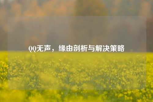 QQ无声，缘由剖析与解决策略