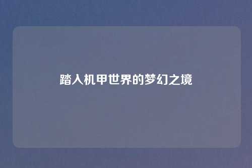 踏入机甲世界的梦幻之境
