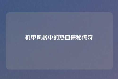 机甲风暴中的热血探秘传奇