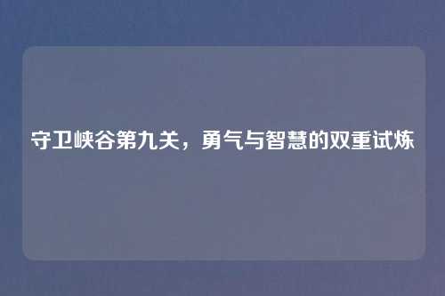 守卫峡谷第九关，勇气与智慧的双重试炼