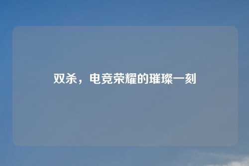 双杀，电竞荣耀的璀璨一刻