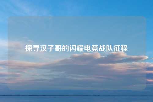 探寻汉子哥的闪耀电竞战队征程
