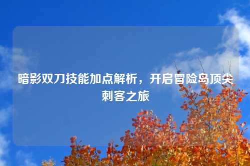 暗影双刀技能加点解析，开启冒险岛顶尖刺客之旅