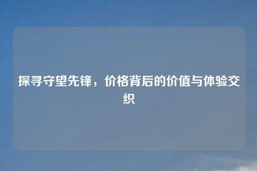 探寻守望先锋,价格背后的价值与体验交织 探寻守望先锋,价格背后的价值与体验交织