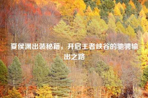 夏侯渊出装秘籍,开启王者峡谷的驰骋输出之路 夏侯渊出装秘籍,开启王者峡谷的驰骋输出之路