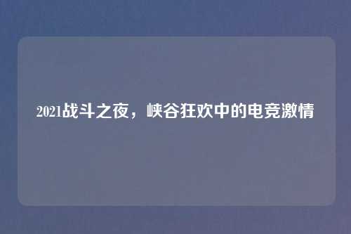 2021战斗之夜,峡谷狂欢中的电竞激情 2021战斗之夜,峡谷狂欢中的电竞激情