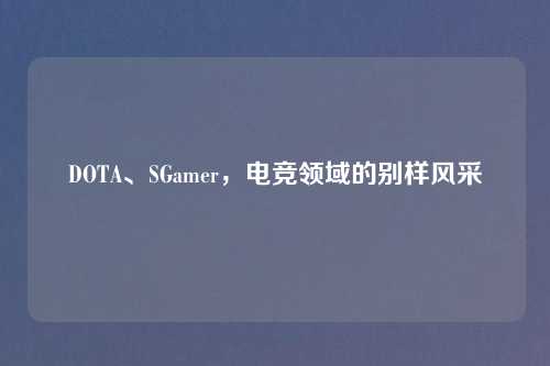 DOTA、SGamer，电竞领域的别样风采