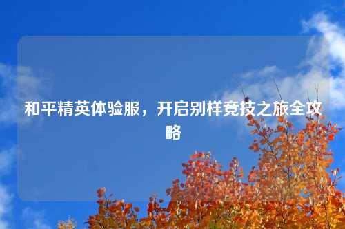 和平精英体验服，开启别样竞技之旅全攻略