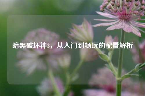 暗黑破坏神3，从入门到畅玩的配置解析