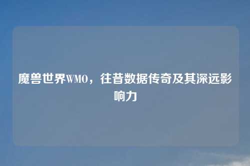 魔兽世界WMO，往昔数据传奇及其深远影响力