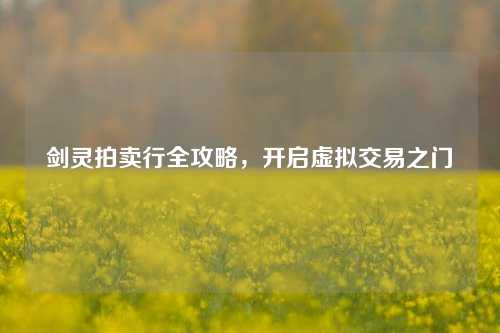 剑灵拍卖行全攻略，开启虚拟交易之门
