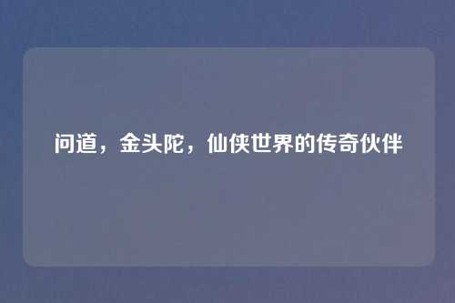 问道,金头陀,仙侠世界的传奇伙伴