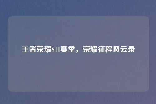 王者荣耀S11赛季，荣耀征程风云录