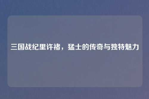 三国战纪里许褚，猛士的传奇与独特魅力