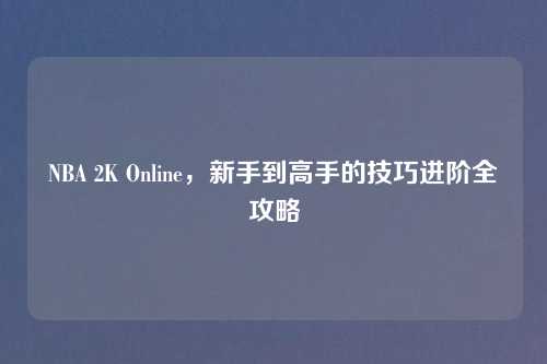 NBA 2K Online，新手到高手的技巧进阶全攻略