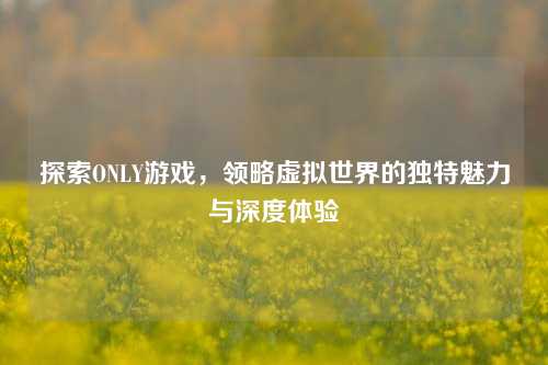 探索ONLY游戏,领略虚拟世界的独特魅力与深度体验