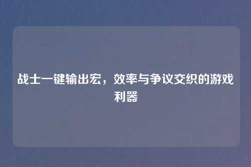 战士一键输出宏，效率与争议交织的游戏利器