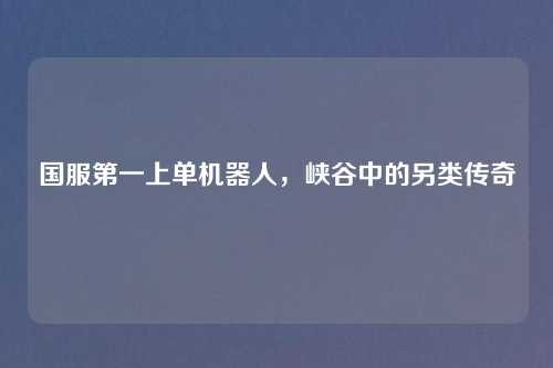国服第一上单机器人，峡谷中的另类传奇