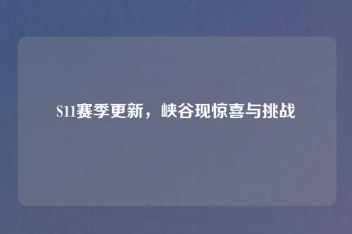 S11赛季更新，峡谷现惊喜与挑战