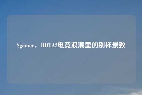 Sgamer，DOTA2电竞浪潮里的别样景致
