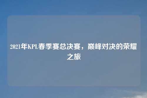 2021年KPL春季赛总决赛，巅峰对决的荣耀之旅
