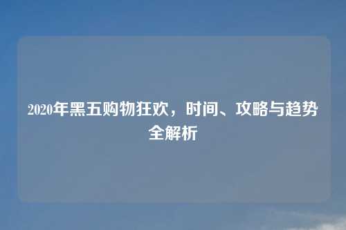 2020年黑五购物狂欢,时间、攻略与趋势全解析