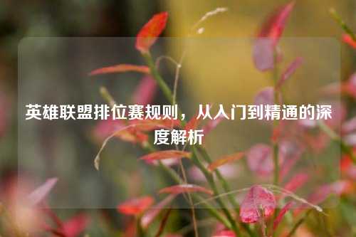 英雄联盟排位赛规则，从入门到精通的深度解析