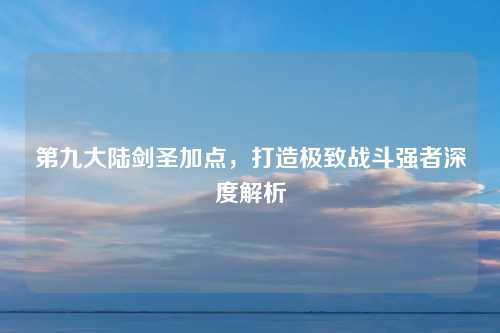 第九大陆剑圣加点，打造极致战斗强者深度解析