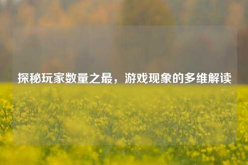 探秘玩家数量之最，游戏现象的多维解读