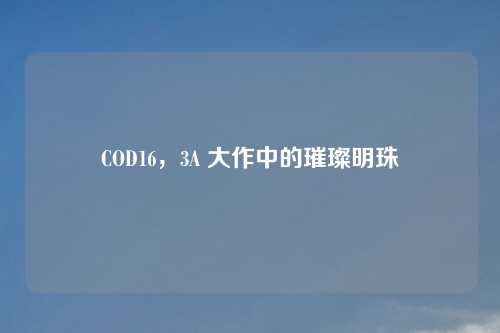 COD16，3A 大作中的璀璨明珠
